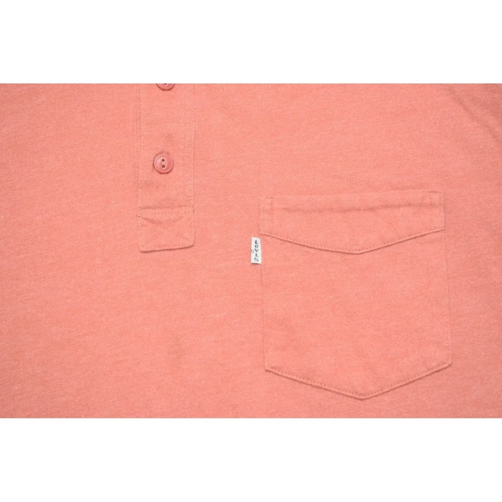 Levi's Polo Shirt Salmon Short Sleeve‎ Front Pocket Cotton Blend Mens Large